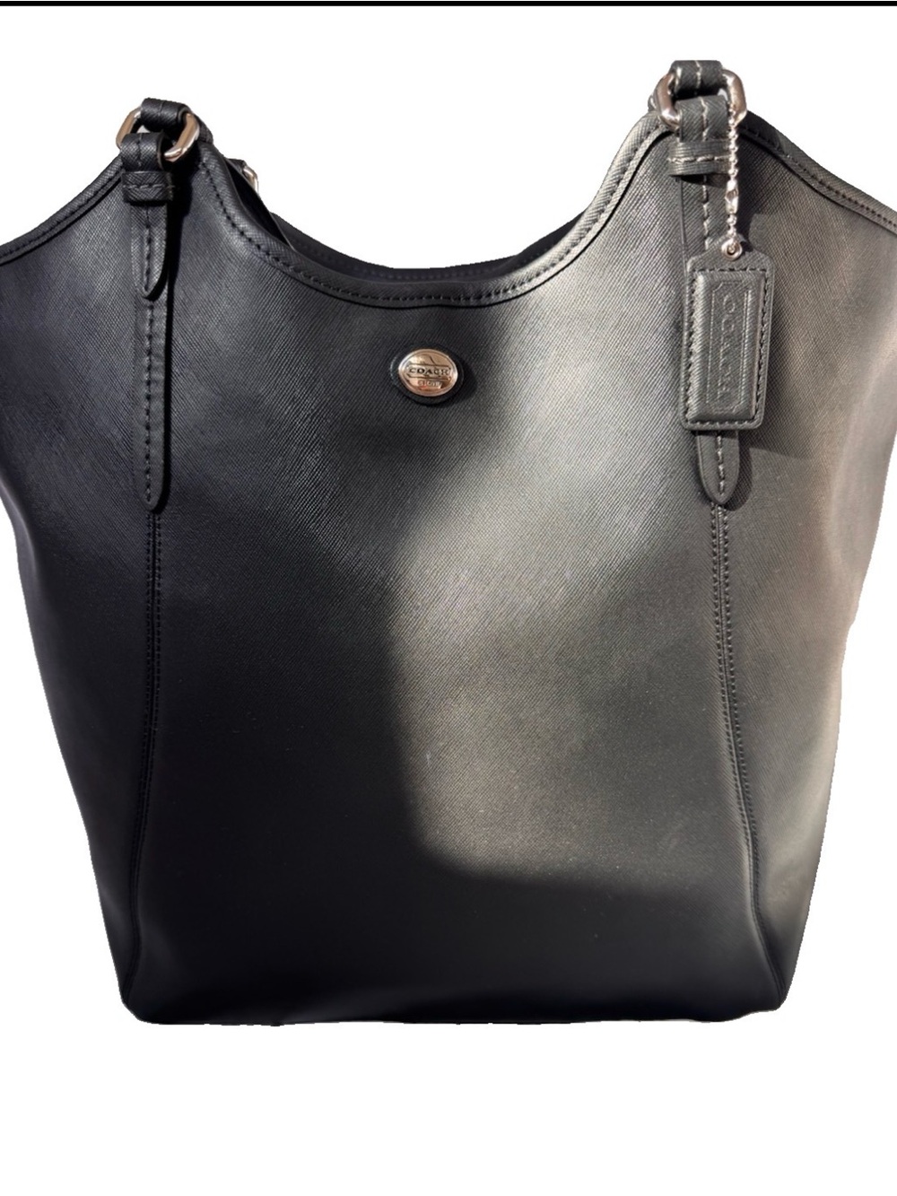 Coach Peyton Saffiano Leather Tote Bag in Black - Picture 3 of 11